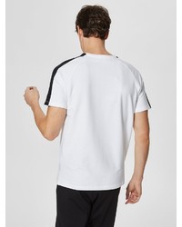 weißes und schwarzes T-Shirt mit einem Rundhalsausschnitt von Selected Homme