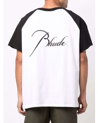 weißes und schwarzes T-Shirt mit einem Rundhalsausschnitt von Rhude