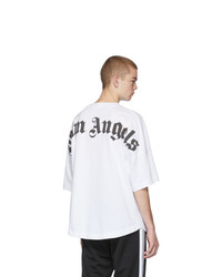 weißes und schwarzes T-Shirt mit einem Rundhalsausschnitt von Palm Angels