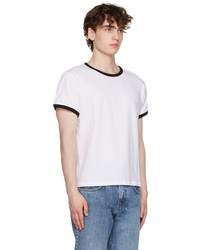 weißes und schwarzes T-Shirt mit einem Rundhalsausschnitt von Second/Layer