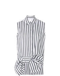 weißes und schwarzes vertikal gestreiftes ärmelloses Hemd von Victoria Victoria Beckham