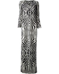 weißes und schwarzes vertikal gestreiftes Ballkleid von Diane von Furstenberg