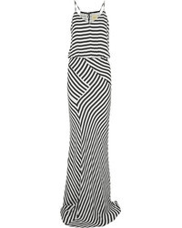 weißes und schwarzes vertikal gestreiftes Ballkleid von Mason by Michelle Mason