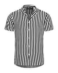 weißes und schwarzes vertikal gestreiftes Kurzarmhemd von Redbridge