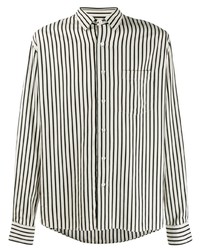 weißes und schwarzes vertikal gestreiftes Langarmhemd von Ami Paris