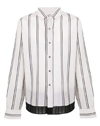 weißes und schwarzes vertikal gestreiftes Langarmhemd von Ann Demeulemeester
