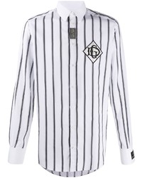 weißes und schwarzes vertikal gestreiftes Langarmhemd von Dolce & Gabbana