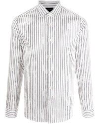 weißes und schwarzes vertikal gestreiftes Langarmhemd von Emporio Armani