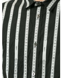 weißes und schwarzes vertikal gestreiftes Langarmhemd von Maison Mihara Yasuhiro