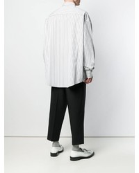 weißes und schwarzes vertikal gestreiftes Langarmhemd von Ami Paris