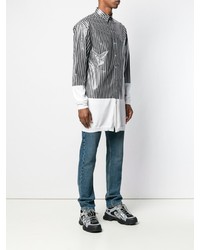weißes und schwarzes vertikal gestreiftes Langarmhemd von Y/Project