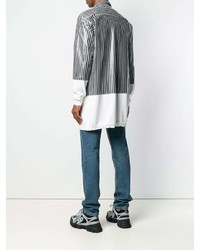 weißes und schwarzes vertikal gestreiftes Langarmhemd von Y/Project