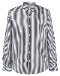 weißes und schwarzes vertikal gestreiftes Langarmhemd von Polo Ralph Lauren