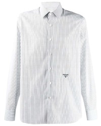 weißes und schwarzes vertikal gestreiftes Langarmhemd von Prada