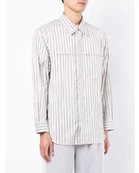 weißes und schwarzes vertikal gestreiftes Langarmhemd von 3.1 Phillip Lim