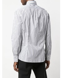 weißes und schwarzes vertikal gestreiftes Langarmhemd von Brunello Cucinelli