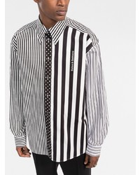 weißes und schwarzes vertikal gestreiftes Langarmhemd von Dolce & Gabbana