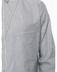 weißes und schwarzes vertikal gestreiftes Langarmhemd von Alexander McQueen