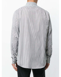 weißes und schwarzes vertikal gestreiftes Langarmhemd von Alexander McQueen