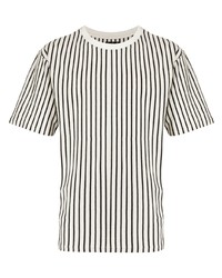 weißes und schwarzes vertikal gestreiftes T-Shirt mit einem Rundhalsausschnitt von agnès b.