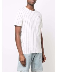 weißes und schwarzes vertikal gestreiftes T-Shirt mit einem Rundhalsausschnitt von Fila