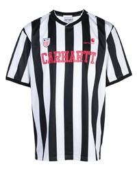 weißes und schwarzes vertikal gestreiftes T-Shirt mit einem Rundhalsausschnitt von Carhartt WIP