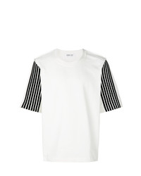 weißes und schwarzes vertikal gestreiftes T-Shirt mit einem Rundhalsausschnitt von Dima Leu