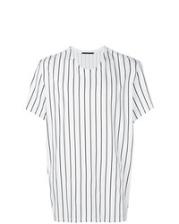 weißes und schwarzes vertikal gestreiftes T-Shirt mit einem Rundhalsausschnitt von Haider Ackermann