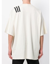 weißes und schwarzes vertikal gestreiftes T-Shirt mit einem Rundhalsausschnitt von Y-3