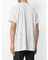 weißes und schwarzes vertikal gestreiftes T-Shirt mit einem Rundhalsausschnitt von Haider Ackermann