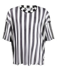 weißes und schwarzes vertikal gestreiftes T-Shirt mit einem Rundhalsausschnitt von Sunnei