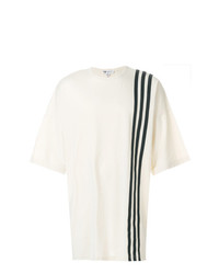 weißes und schwarzes vertikal gestreiftes T-Shirt mit einem Rundhalsausschnitt von Y-3