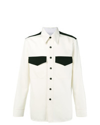 weißes und schwarzes Wolllangarmhemd von Calvin Klein 205W39nyc