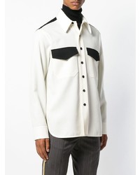 weißes und schwarzes Wolllangarmhemd von Calvin Klein 205W39nyc