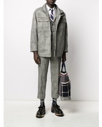 weißes und schwarzes Wollsakko mit Hahnentritt-Muster von Thom Browne