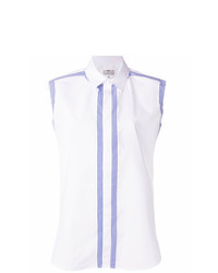 weißes vertikal gestreiftes ärmelloses Hemd von Maison Margiela