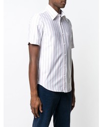 weißes vertikal gestreiftes Kurzarmhemd von Thom Browne