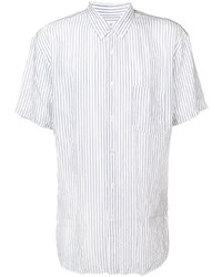 weißes vertikal gestreiftes Kurzarmhemd von Comme Des Garcons SHIRT