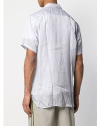 weißes vertikal gestreiftes Kurzarmhemd von Comme Des Garcons SHIRT