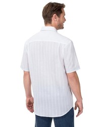 weißes vertikal gestreiftes Kurzarmhemd von MARCO DONATI
