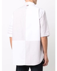 weißes vertikal gestreiftes Kurzarmhemd von Thom Browne