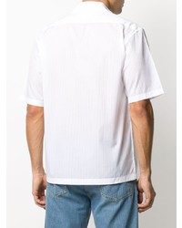 weißes vertikal gestreiftes Kurzarmhemd von Maison Margiela