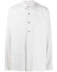 weißes vertikal gestreiftes Langarmhemd von Ann Demeulemeester