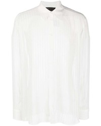 weißes vertikal gestreiftes Langarmhemd von Atu Body Couture
