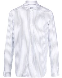 weißes vertikal gestreiftes Langarmhemd von Brunello Cucinelli