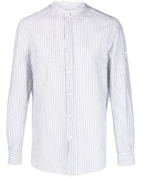 weißes vertikal gestreiftes Langarmhemd von Brunello Cucinelli