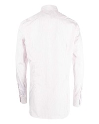 weißes vertikal gestreiftes Langarmhemd von Corneliani