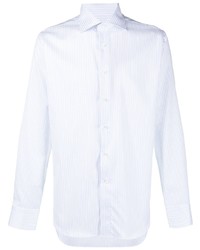weißes vertikal gestreiftes Langarmhemd von Canali