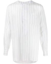 weißes vertikal gestreiftes Langarmhemd von Comme Des Garcons SHIRT