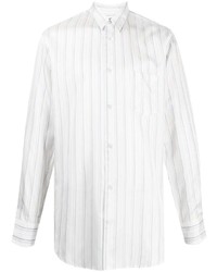 weißes vertikal gestreiftes Langarmhemd von Comme Des Garcons SHIRT